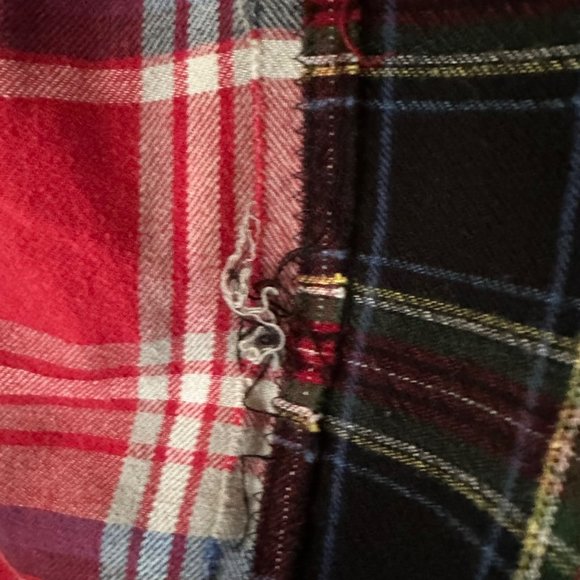 Custom Rebuilt Flannel Shirt OOAK Cotton Plaid One Size Colorblock PELHAM - Picture 4 of 6